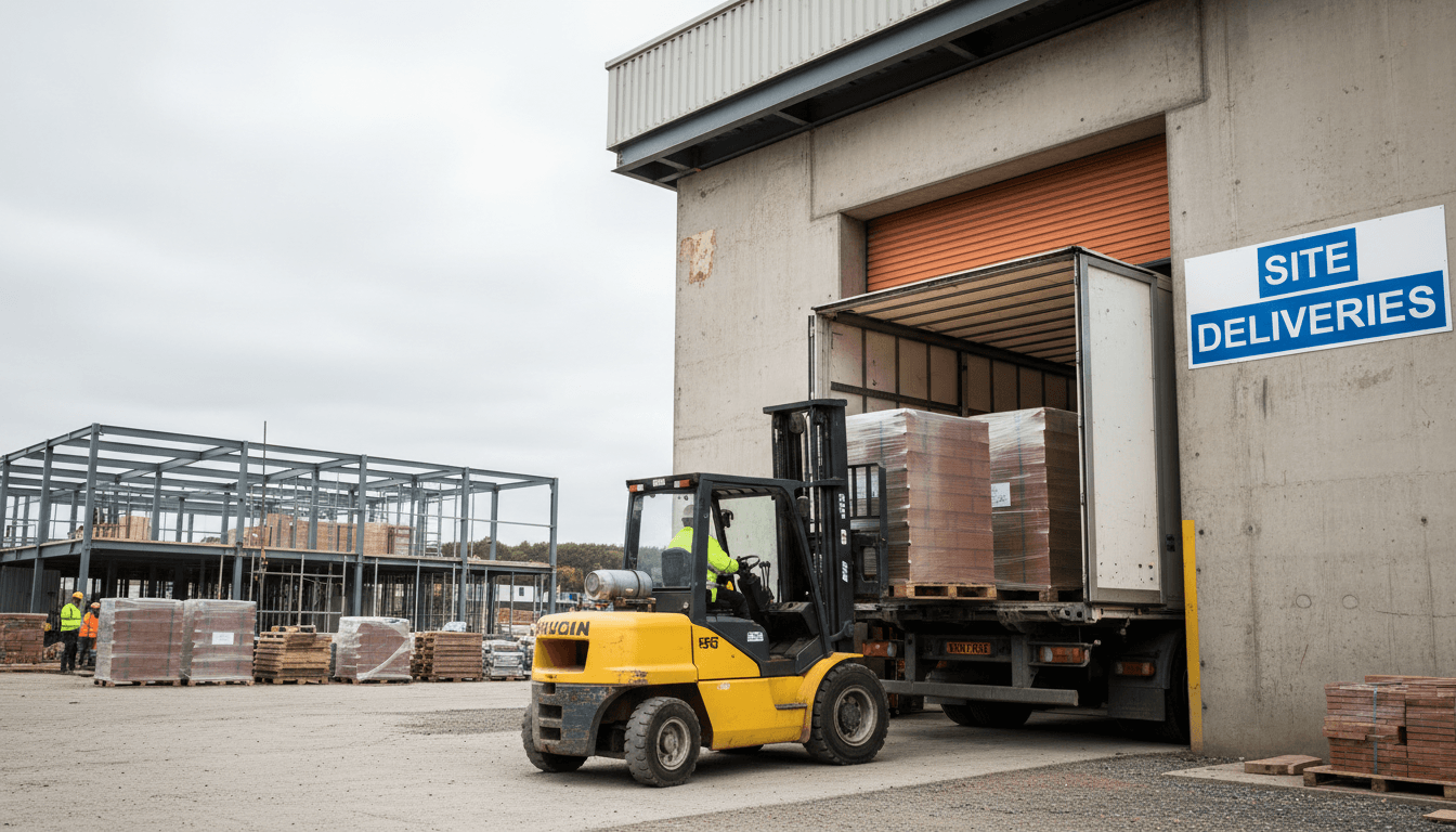 Artic truck loaded with stacked brick pallets ready for delivery